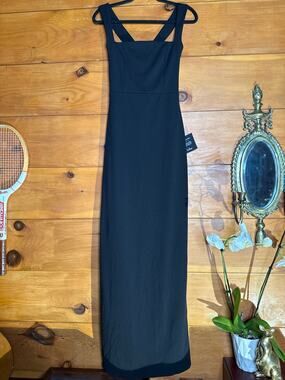 NWT Lulus Glamorous Dedication Black Sleeveless Column Maxi Dress Gala Ball Sz S